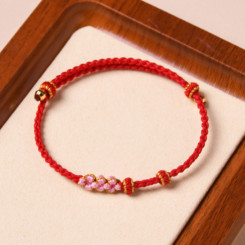KarmaRipple's Handmade Peach Blossom Protection Woven Rope Bracelet p13