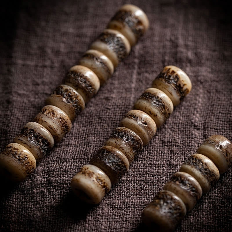 KarmaRipple's Tibetan 108 Mala Beadwork Yak Bone Dzi Bead The Lord of the Corpse Forest Strength Bracelet p16