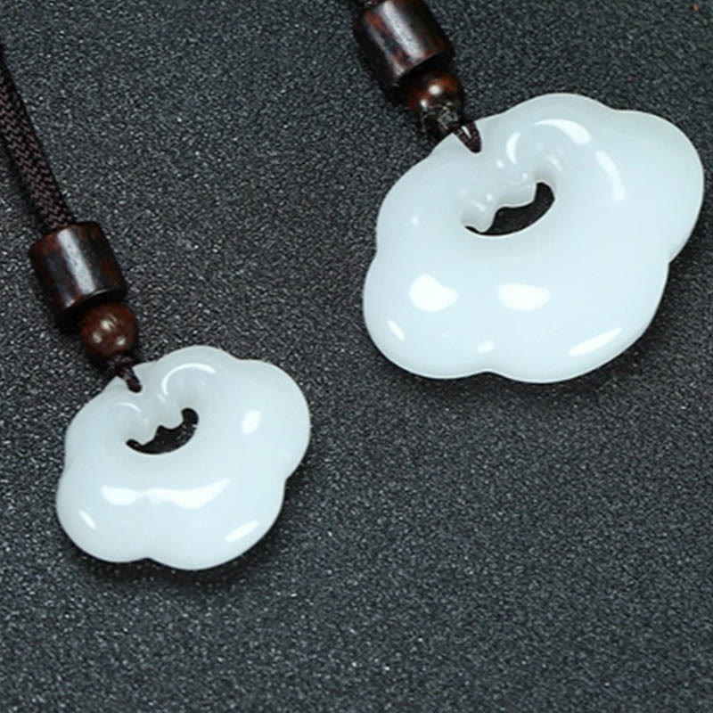 KarmaRipple's Tianshan Jade Golden Silk Jade Chinese Lock Talisman Abundance Pendant Necklace p13