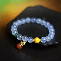 KarmaRipple's Aquamarine Red Agate Peace Gourd Talisman Bracelet