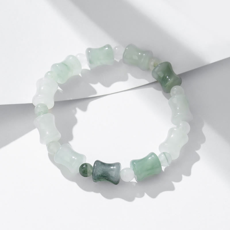 KarmaRipple's Jade Coconut Shell Bamboo Pattern Abundance Fortune Bracelet p17