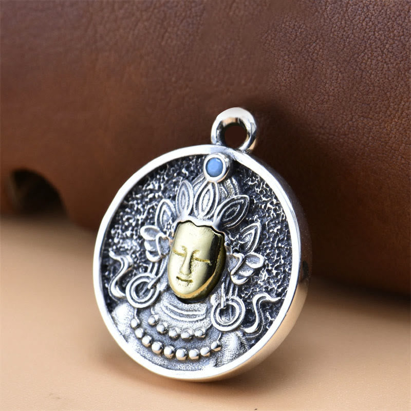 KarmaRipple's 925 Sterling Silver Green Tara Double Dorje Vajra Protection Pendant Necklace p1