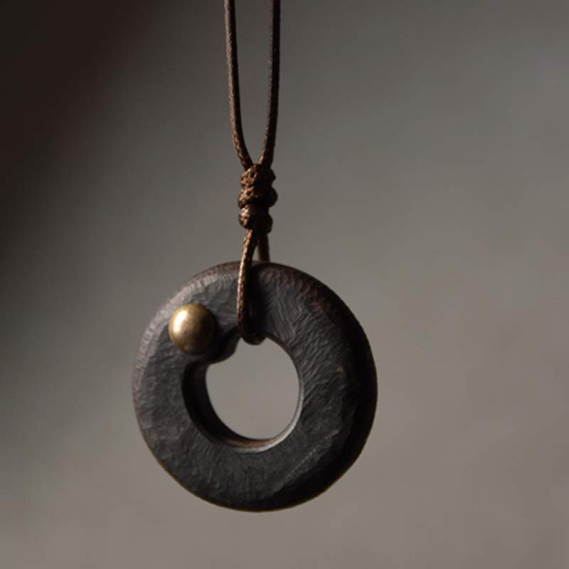 KarmaRipple's Zen Circle Ebony Wood Peace Calm Pendant Necklace p11