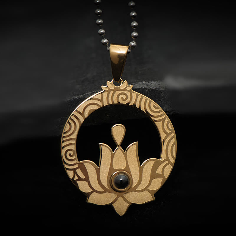 KarmaRipple's Lotus Titanium Steel Enlightenment Projection Shurangama Mantra Pendant Necklace p4