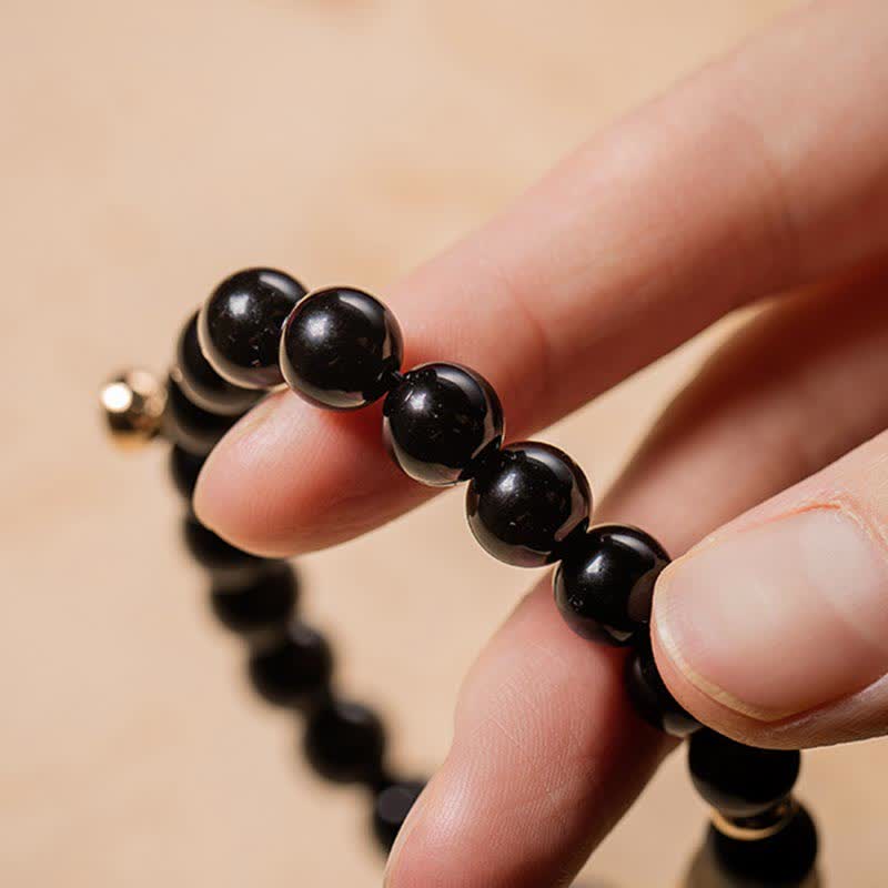 KarmaRipple's Black Obsidian Jade Om Mani Padme Hum Strength Pair Magnetic Bracelet p10